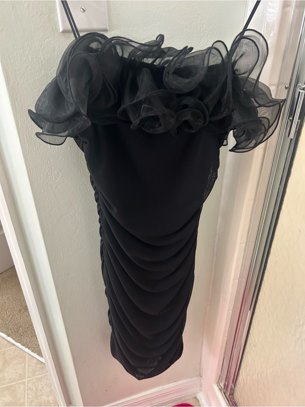 Windsor Black Ruffled Strap Mini Dress #hoco2026